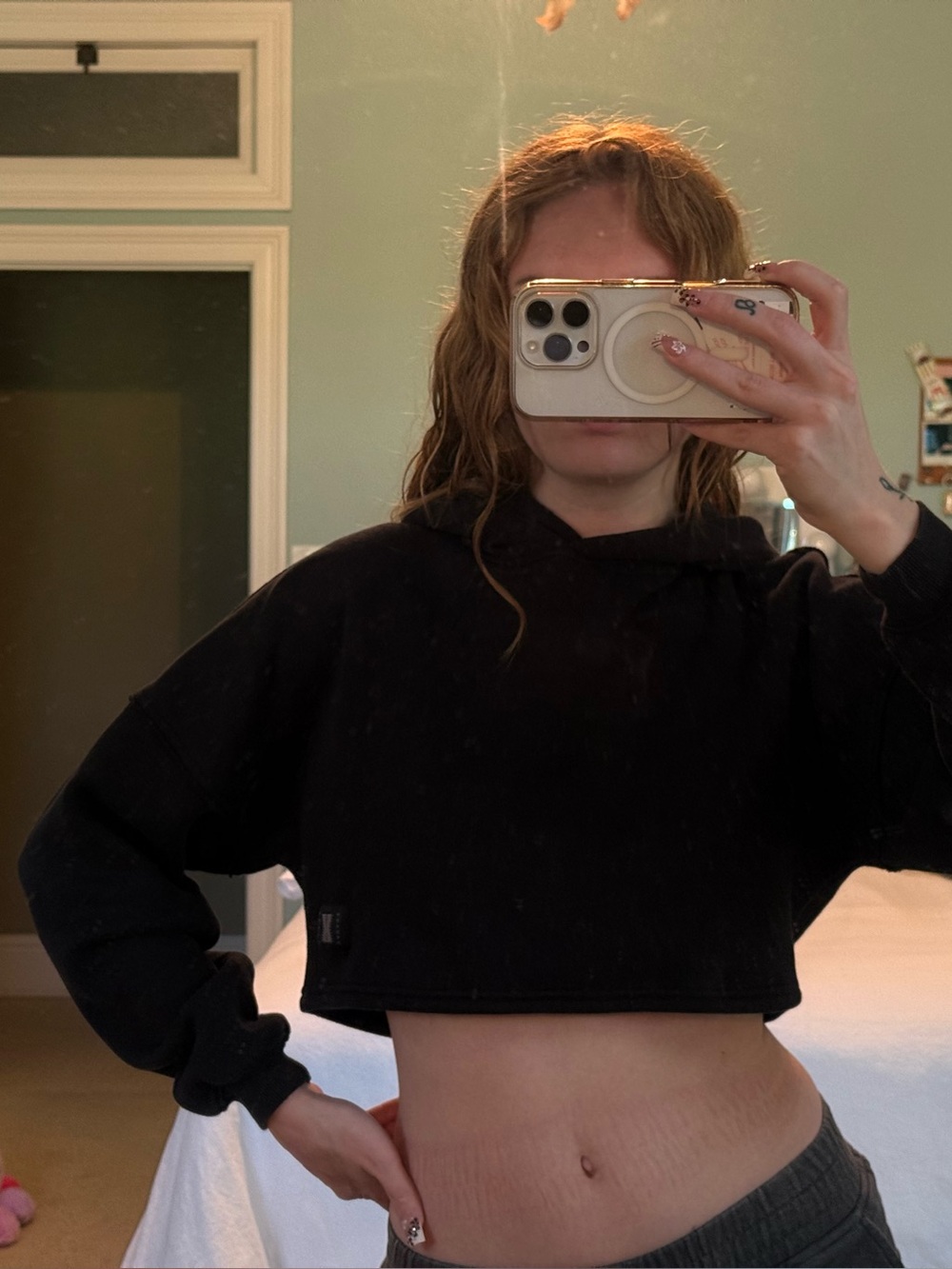 Savage X Fenty Black Cropped Hoodie